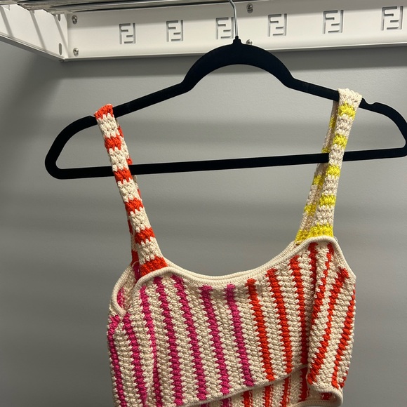 Striped Multicolor Knit Crop Top - Picture 2 of 3